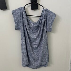 New York & Company Heathered Blue Drape Top